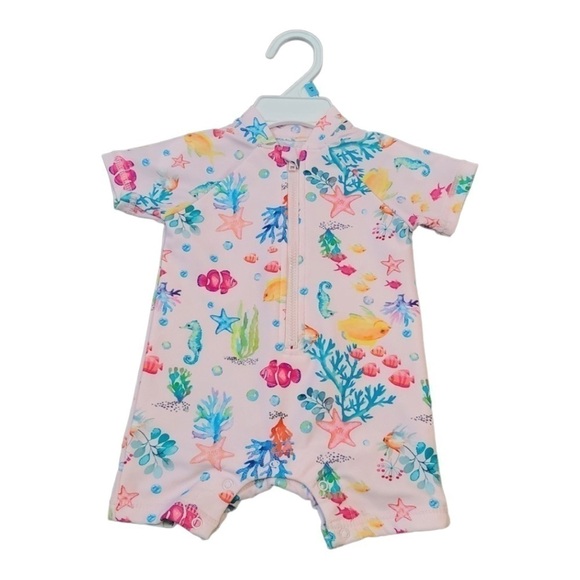 LITTLE Me Surfer Swim Suit With Adorable Under The Sea Print 6-9months - Picture 1 of 2